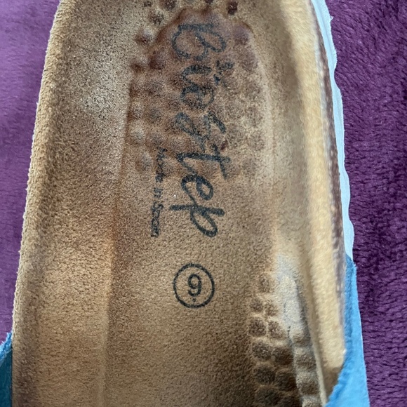 BioStep Comfort Blue Suede Leather Adjustable Strap Cork Sandals Size 9 - Picture 3 of 5